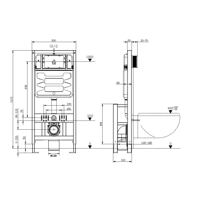 Mexen Fenix F freestanding concealed frame for WC - 60101