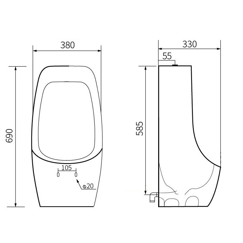 Mexen Oliver  urinol suspenso, preto mate - 37016970