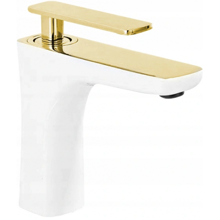 Mexen Indus wastafelkraan, wit/goud - 744600-25