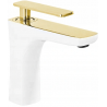 Mexen Indus bathroom sink tap, white/gold - 744600-25