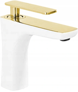 Mexen Indus grifo de lavabo, blanco/dorado - 744600-25