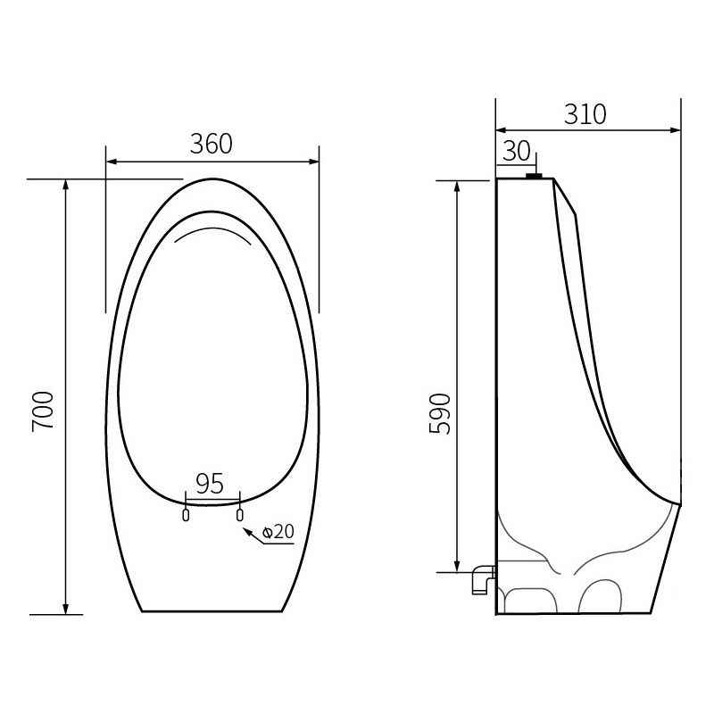 Mexen Lucas urinol suspenso, preto mate - 37027070