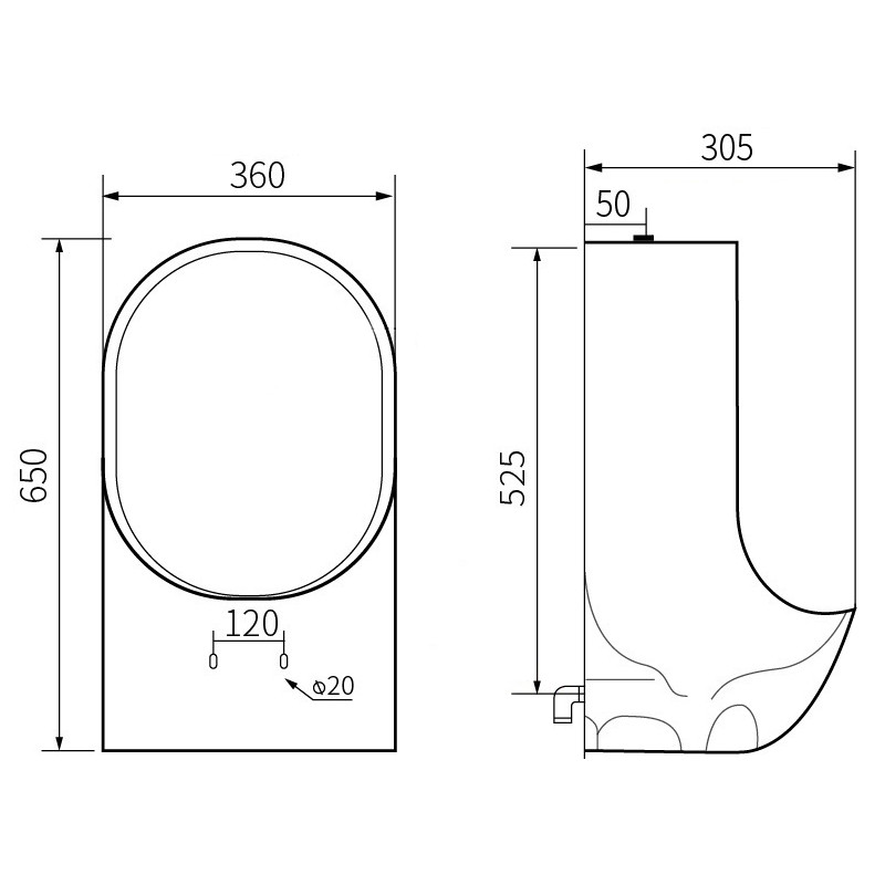 Mexen Mateo hangende urinoir, wit - 37036500