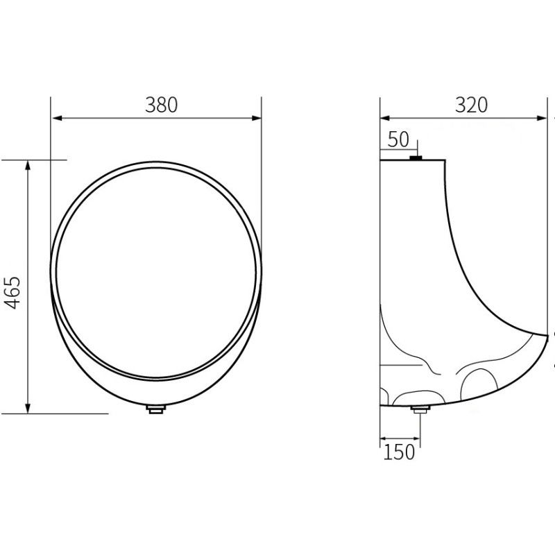 Mexen Dylan Hängend Urinal, schwaarz matt - 37054670