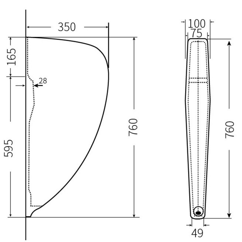 Mexen Hanging Urinal Divider, White - 37117600