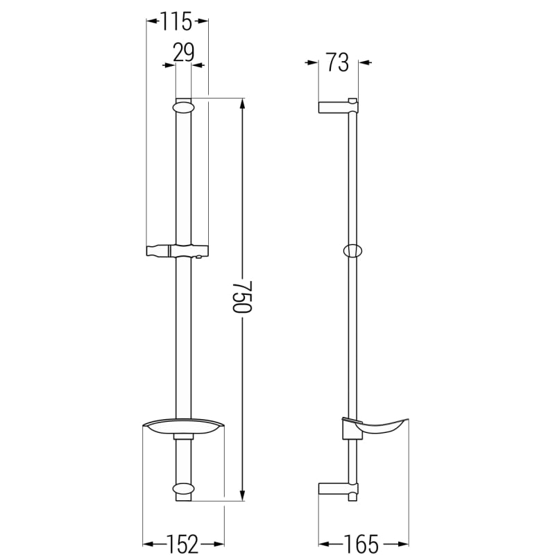 Mexen DB shower rod with soap dish 75 cm, chrome - 79384-00
