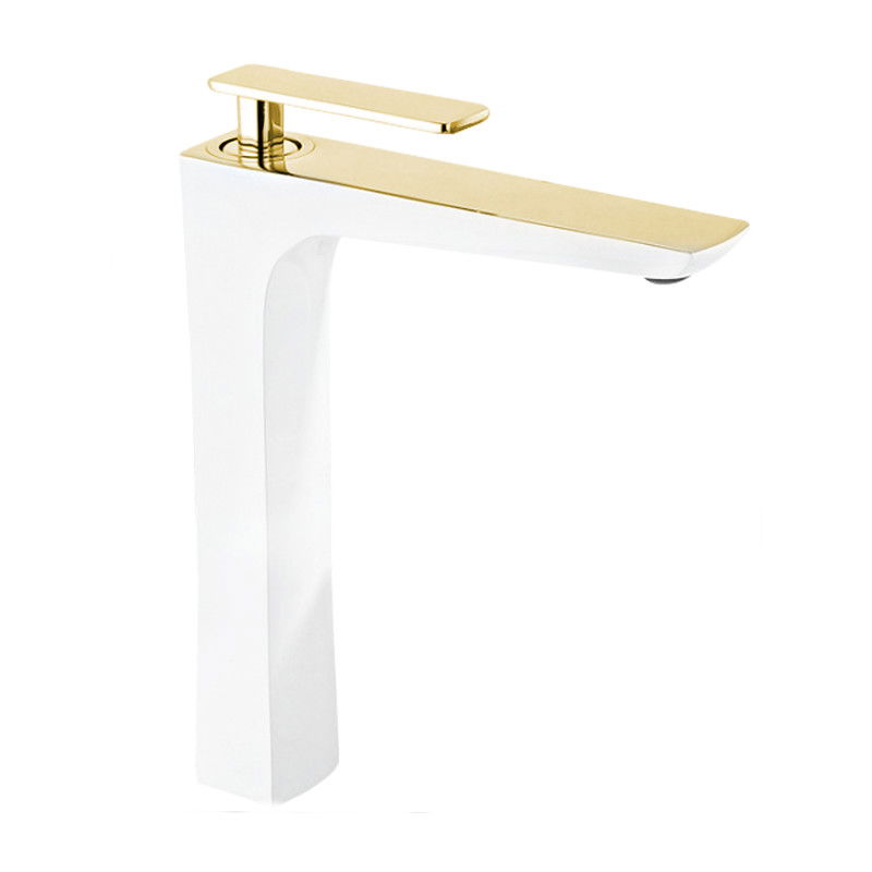 Mexen Indus grifo de lavabo alto, blanco/dorado - 744610-25