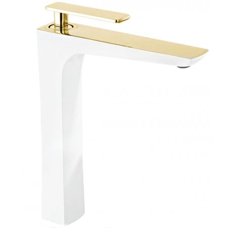 Mexen Indus high sink tap, white/gold - 744610-25