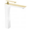 Mexen Indus high sink tap, white/gold - 744610-25