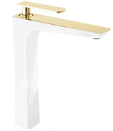 Mexen Indus tall bathroom faucet, white/gold - 744610-25