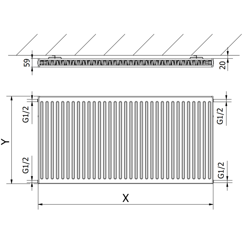 Mexen C11 grzejnik płytowy 400 x 1400 mm, podłączenie boczne, 907 W, biały - W411-040-140-00
