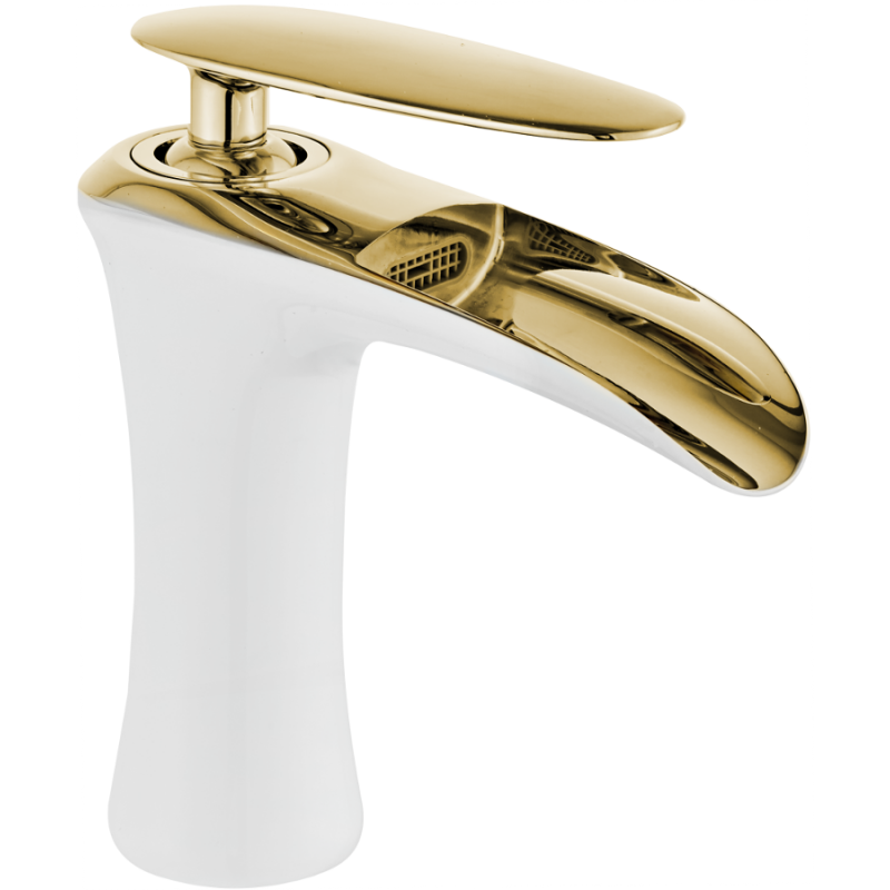 Mexen Lyra rubinetto del lavabo, bianco/oro - 745300-25
