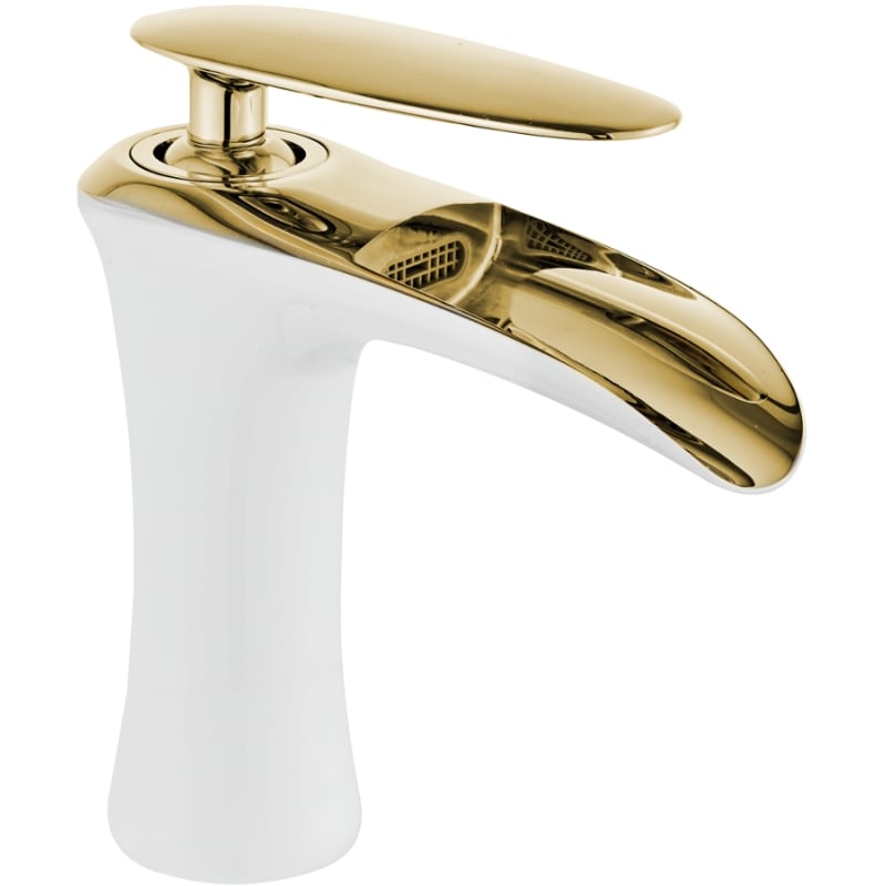 Mexen Lyra washbasin faucet, white/gold - 745300-25