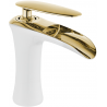 Mexen Lyra washbasin faucet, white/gold - 745300-25