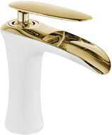 Mexen Lyra washbasin faucet, white/gold - 745300-25