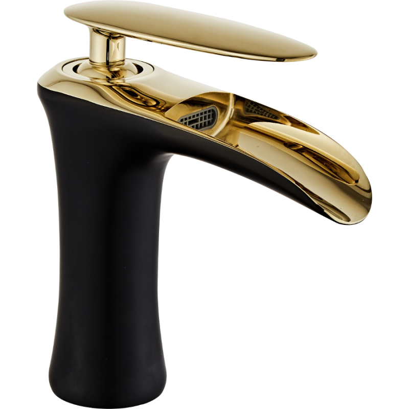 Mexen Lyra grifo de lavabo, negro/dorado - 745300-75