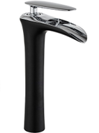 Mexen Lyra tall basin faucet, black/chrome - 745310-07