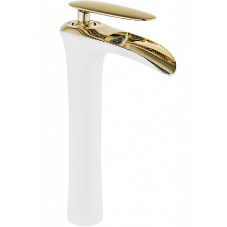Mexen Lyra high basin tap, white/gold - 745310-25