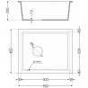 Mexen Pedro évier en granit à 1 bac 560 x 460 mm, noir moucheté, siphon chromé - 6508561000-76