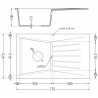 Mexen Cesar granieten spoelbak 1-kamer met afdruiprek 775 x 470 mm, zwart, sifon chroom - 6514771010-77