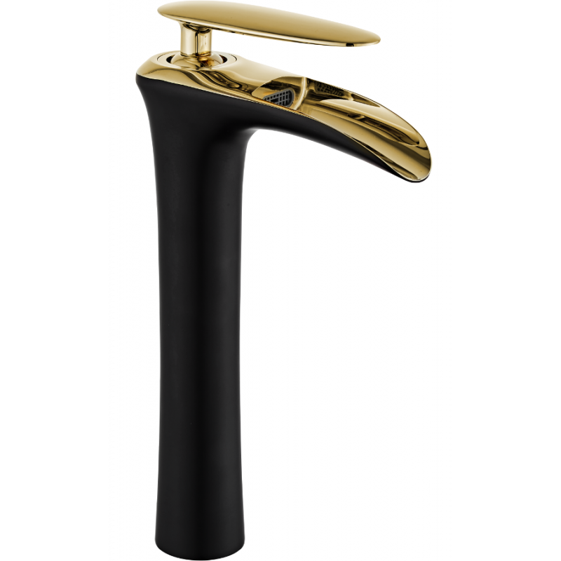 Mexen Lyra high basin tap, black/gold - 745310-75