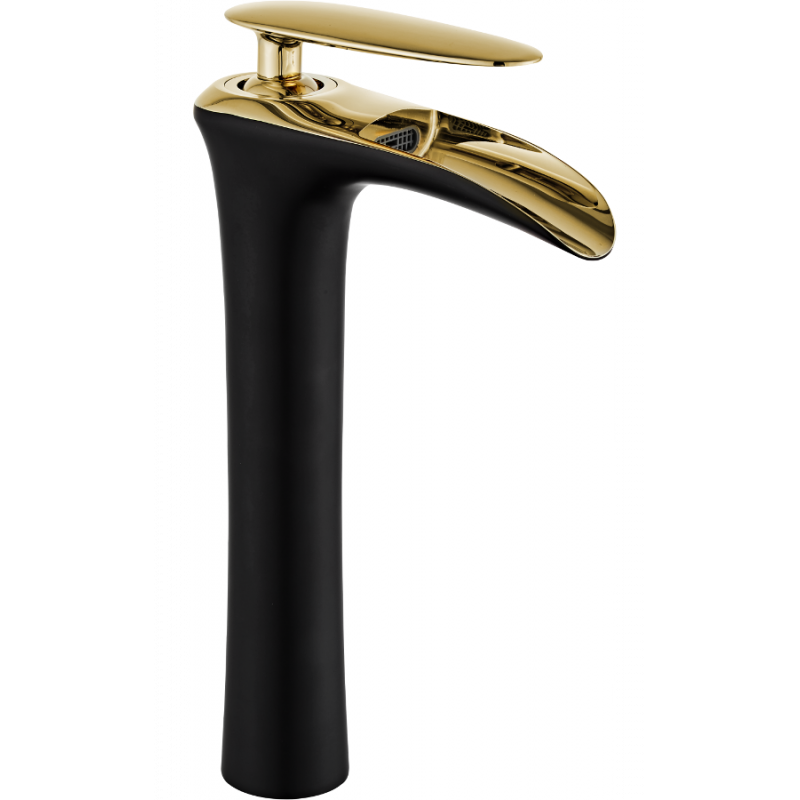 Mexen Lyra hoher Waschbeckenarmatur, schwarz/gold - 745310-75