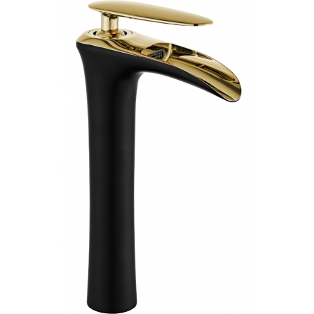 Mexen Lyra miscelatore lavabo alto, nero/oro - 745310-75