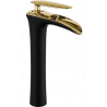 Mexen Lyra grifo alto para lavabo, negro/dorado - 745310-75