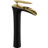 Mexen Lyra grifo de lavabo alto, negro/dorado - 745310-75
