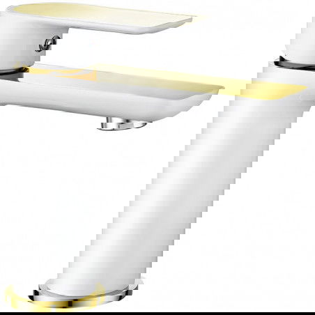 Mexen Alfa rubinetto lavabo, bianco/oro - 745700-25