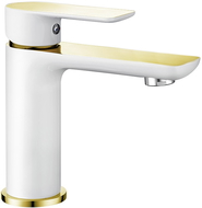 Mexen Alfa rubinetto lavabo, bianco/oro - 745700-25