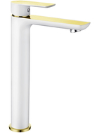 Mexen Alfa batteria lavabo alta, bianco/oro - 745710-25