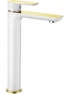 Mexen Alfa hoge wastafelmengkraan, wit/goud - 745710-25