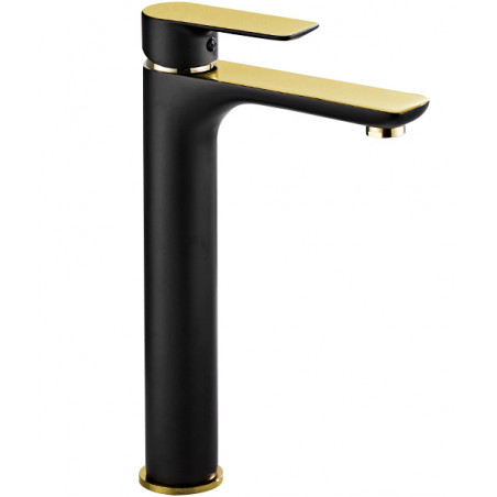 Mexen Alfa hoge wastafelkraan, zwart/goud - 745710-75