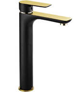 Mexen Alfa rubinetto lavabo alto, nero/oro - 745710-75