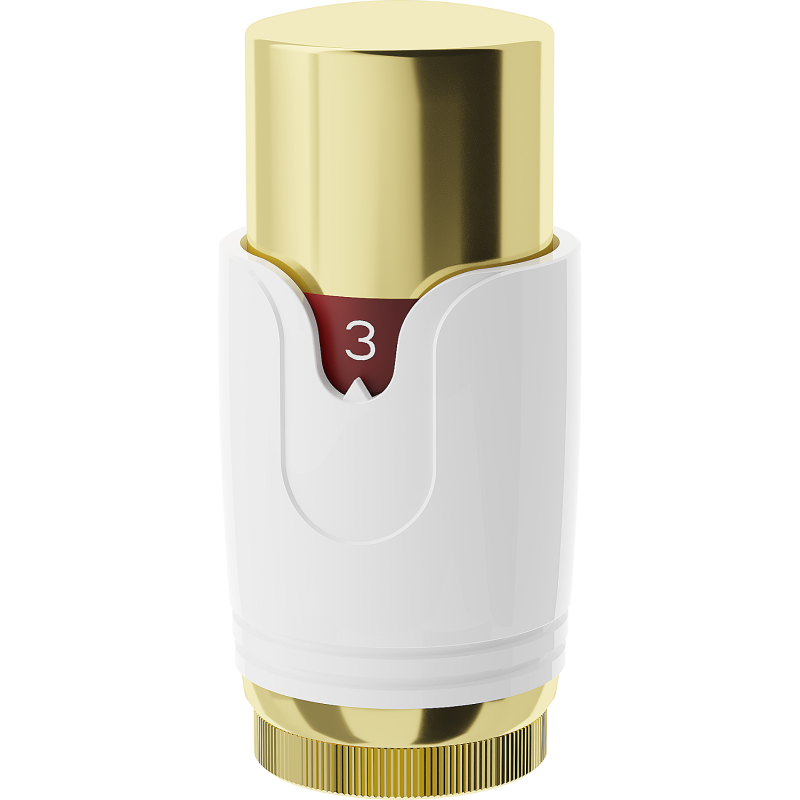 Mexen Uni-Term termostaattipää patterille, valkoinen/kulta - W900-000-25