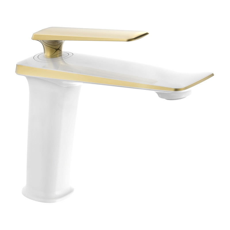 Mexen Purus Waschbeckenarmatur, weiß/gold - 745800-25