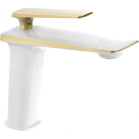 Mexen Purus Waschbeckenarmatur, weiß/gold - 745800-25