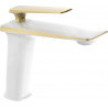 Mexen Purus grifo de lavabo, blanco/dorado - 745800-25