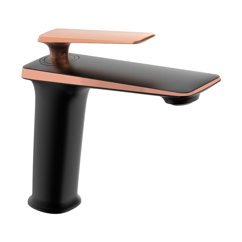 Mexen Purus grifo de lavabo, negro/oro rosa - 745800-76