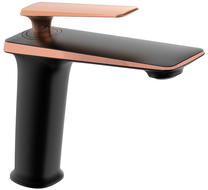 Mexen Purus grifo de lavabo, negro/oro rosa - 745800-76