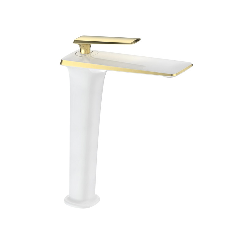 Mexen Purus hoge wastafelkraan, wit/goud - 745810-25