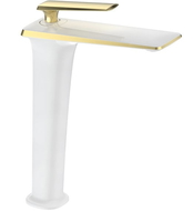 Mexen Purus torneira alta para lavatório, branco/dourado - 745810-25
