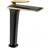 Mexen Purus grifo de lavabo alto, negro/dorado - 745810-75