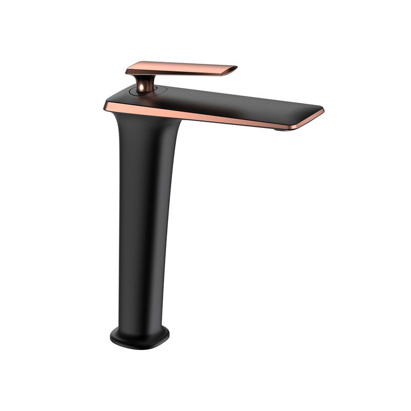 Mexen Purus rubinetto lavabo alto, nero/oro rosa - 745810-76