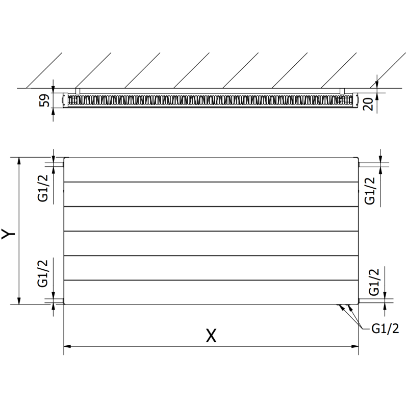 Mexen CVL11 Leveä paneeliradiaattori 300 x 600 mm, alaliitäntä, 273 W, valkoinen - W611L-030-060-00