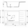 Mexen Elias évier granit 1 bac avec égouttoir 795 x 480 mm, blanc, siphon chromé - 6511791005-20