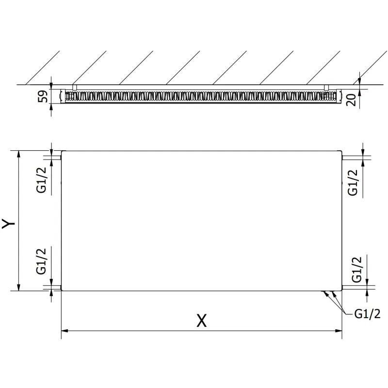 Mexen Flat CVF11 plaatradiator 300 x 600 mm, onderste aansluiting, 273 W, wit - W611F-030-060-00
