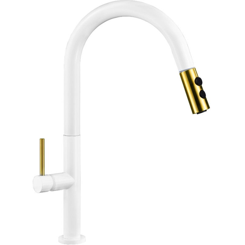 Mexen Ava grifo de cocina, blanco/oro - 672800-25