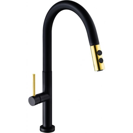Mexen Ava robinet de cuisine, noir/doré - 672800-75